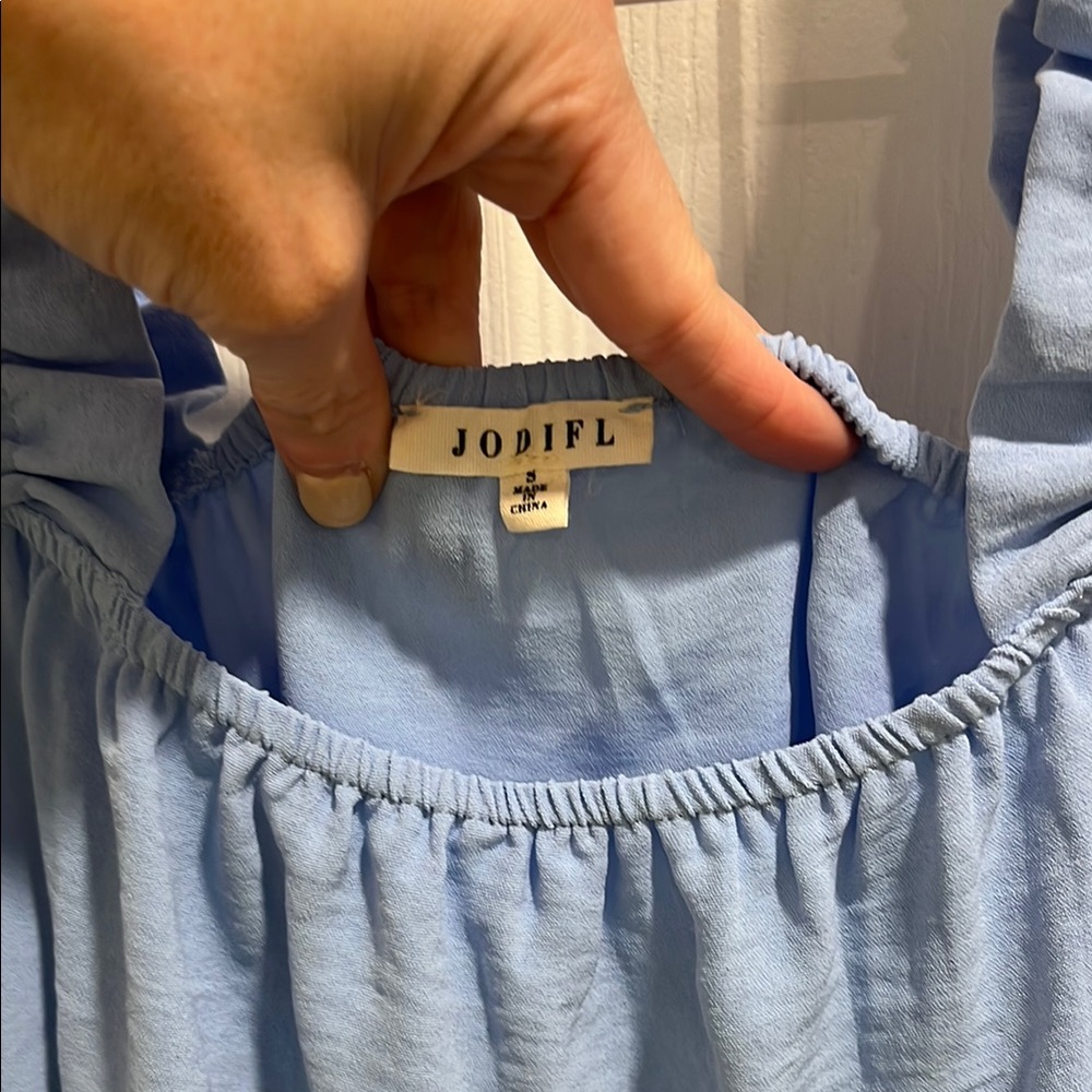 Light Blue Ruched Strap Dress - Picture 3 of 3